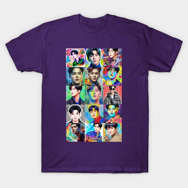 Rowoon SF9 로운 - colorful collage - fan art T-Shirt by Babush-kat